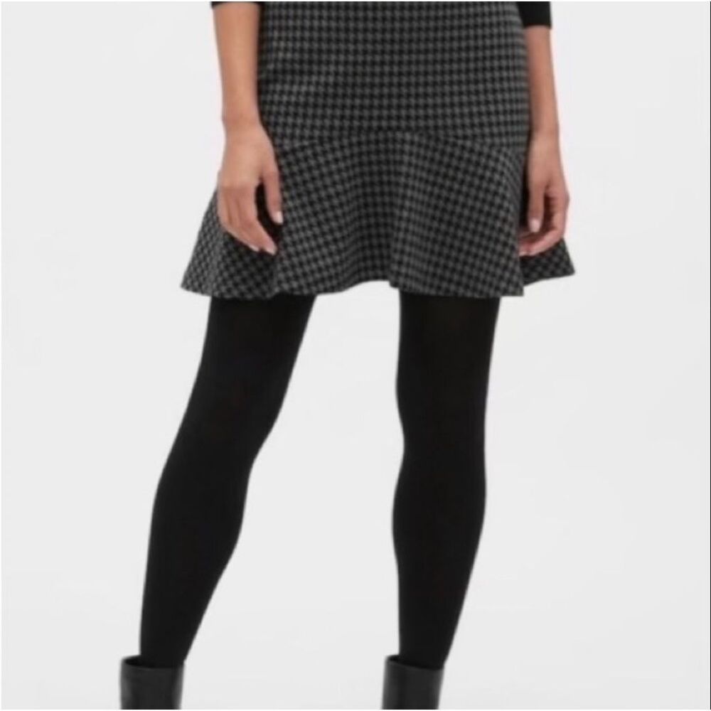 Banana Republic Houndstooth Flounce Mini Skirt Size 2 Blue Black Drop Waist